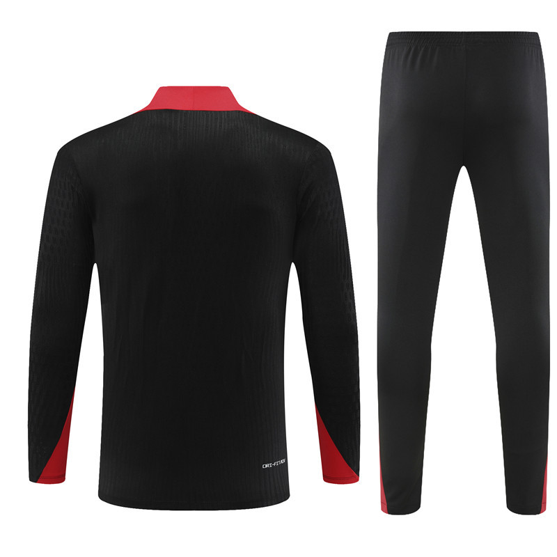 player version 24-25 Portugal black with red half zipper training tracksuit