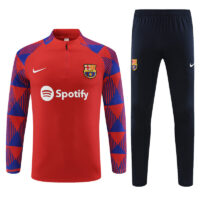 003-43 23-24 Bar red with blue half zipper sweater tracksuit