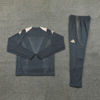 003-435 player version 24-25 Real Madrid dark gray with beige half zipper training tracksuit