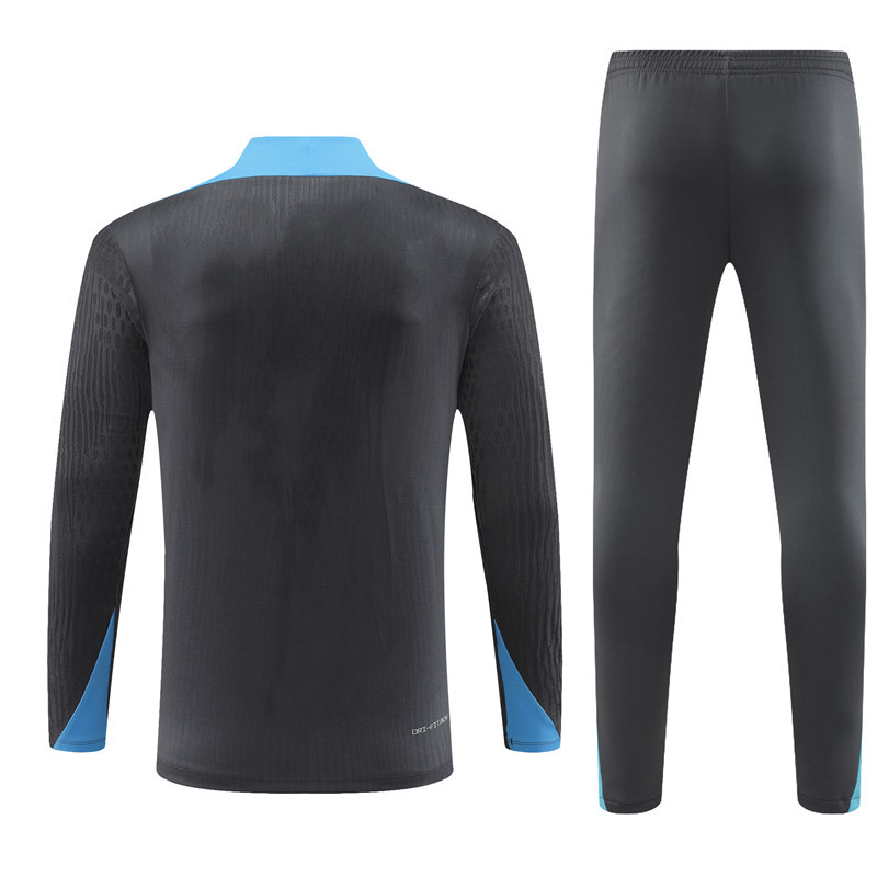 003-437 player version 24-25 Tottenham dark gray with blue half zipper training tracksuit