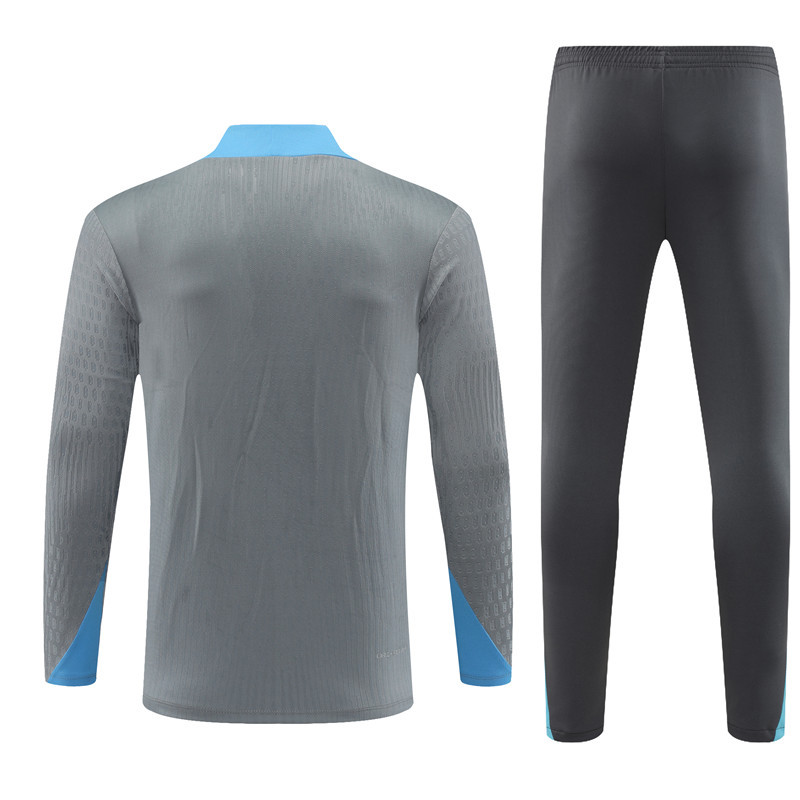 player version 24-25 Tottenham light gray with blue half zipper training tracksuit