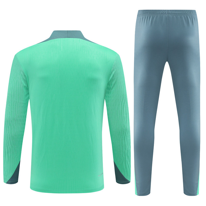 player version 24-25 Tottenham light green with gray half zipper training tracksuit