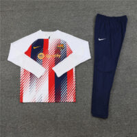 23-24 Bar white with red and blue half zipper sweater tracksuit