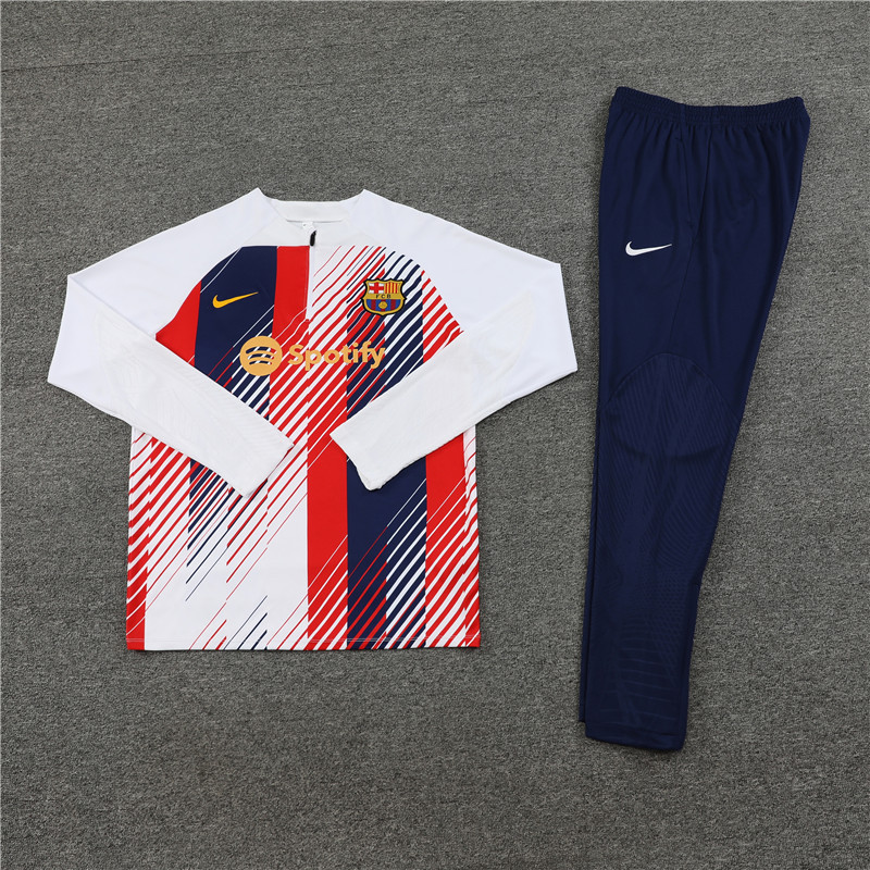 23-24 Bar white with red and blue half zipper sweater tracksuit