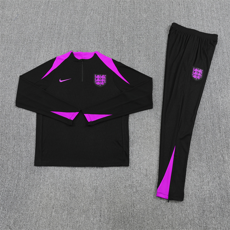 player version 25-26 England black with purple half zipper sweater tracksuit