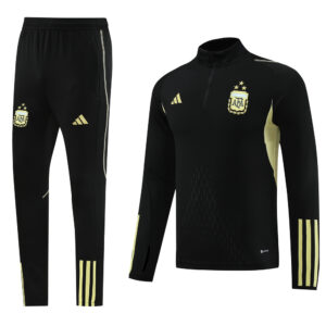 with embossed 2023 Argentina black with yellow half zipper training tracksuit - Image 3