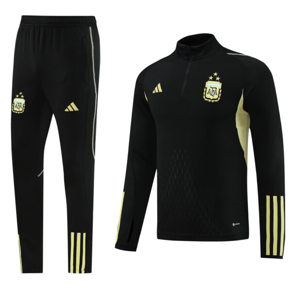 with embossed 2023 Argentina black with yellow half zipper training tracksuit - Image 3