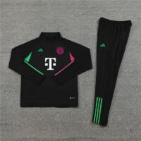 23-24 Bayern black with purple half zipper sweater tracksuit