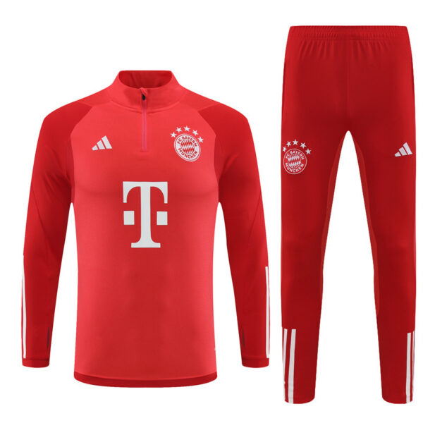 23-24 Bayern red stripe half zipper training tracksuit - Image 3