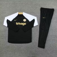 003-5 23-24 Chelsea black with white half zipper training tracksuit