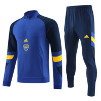 23-24 Boca color blue with navy blue and yellow stripe half zipper sweater tracksuit