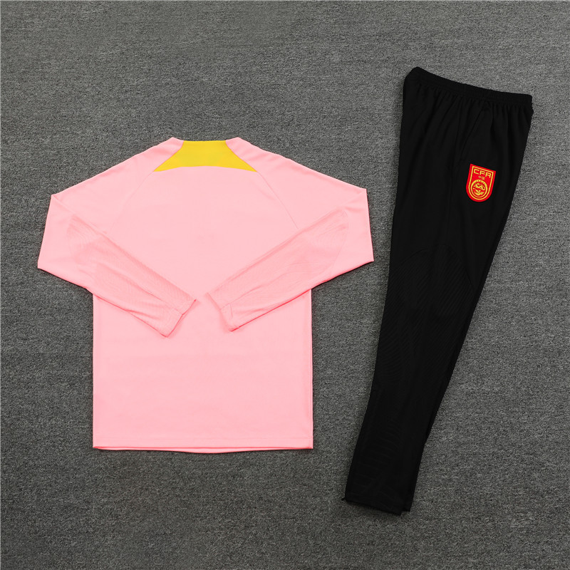 23-24 China pink half zipper sweater tracksuit