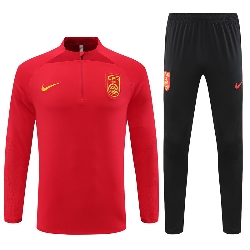 23-24 China red half zipper sweater tracksuit