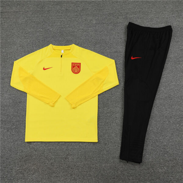 23-24 China yellow half zipper sweater tracksuit - Image 3