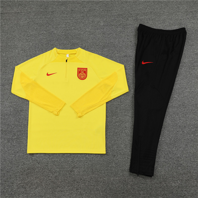 23-24 China yellow half zipper sweater tracksuit