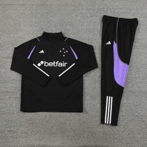 23-24 Cruzeiro black with purple stripe half zipper sweater tracksuit - Image 3