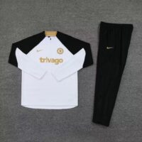 003-6 23-24 Chelsea white with black half zipper training tracksuit