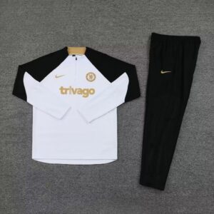 23-24 Chelsea white with black half zipper training tracksuit - Image 3
