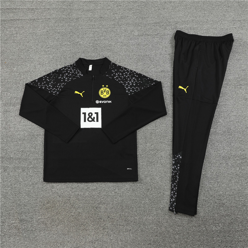23-24 Dortmund black half zipper training tracksuit