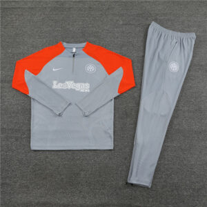 23-24 Inter gray with orange half zipper training tracksuit - Image 3