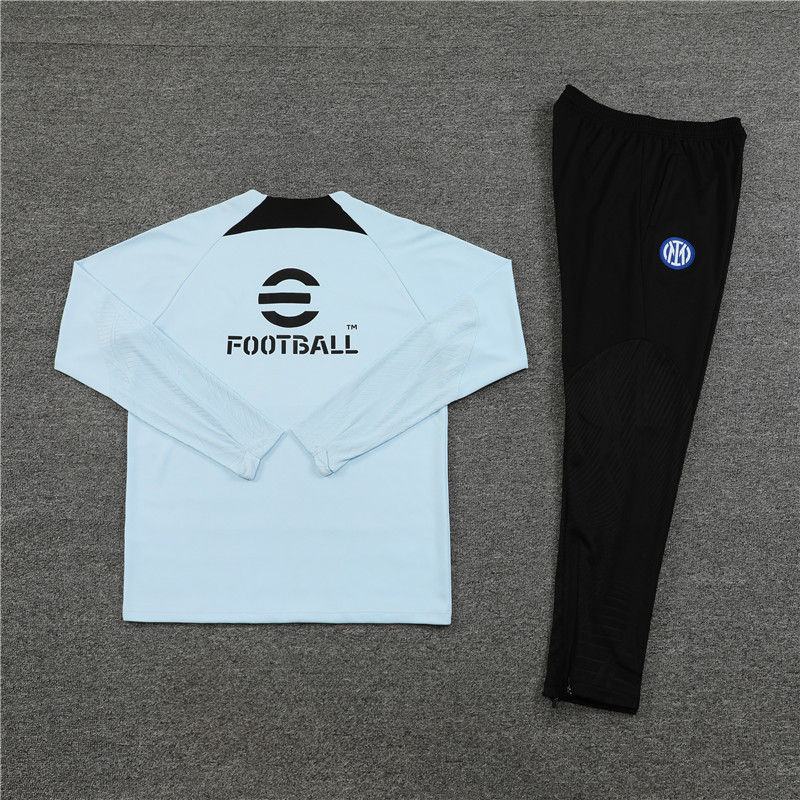 23-24 Inter light blue half zipper sweater tracksuit