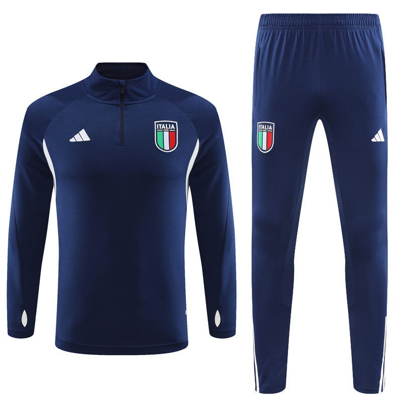 003-68 23-24 Italy navy blue with white half zipper sweater tracksuit