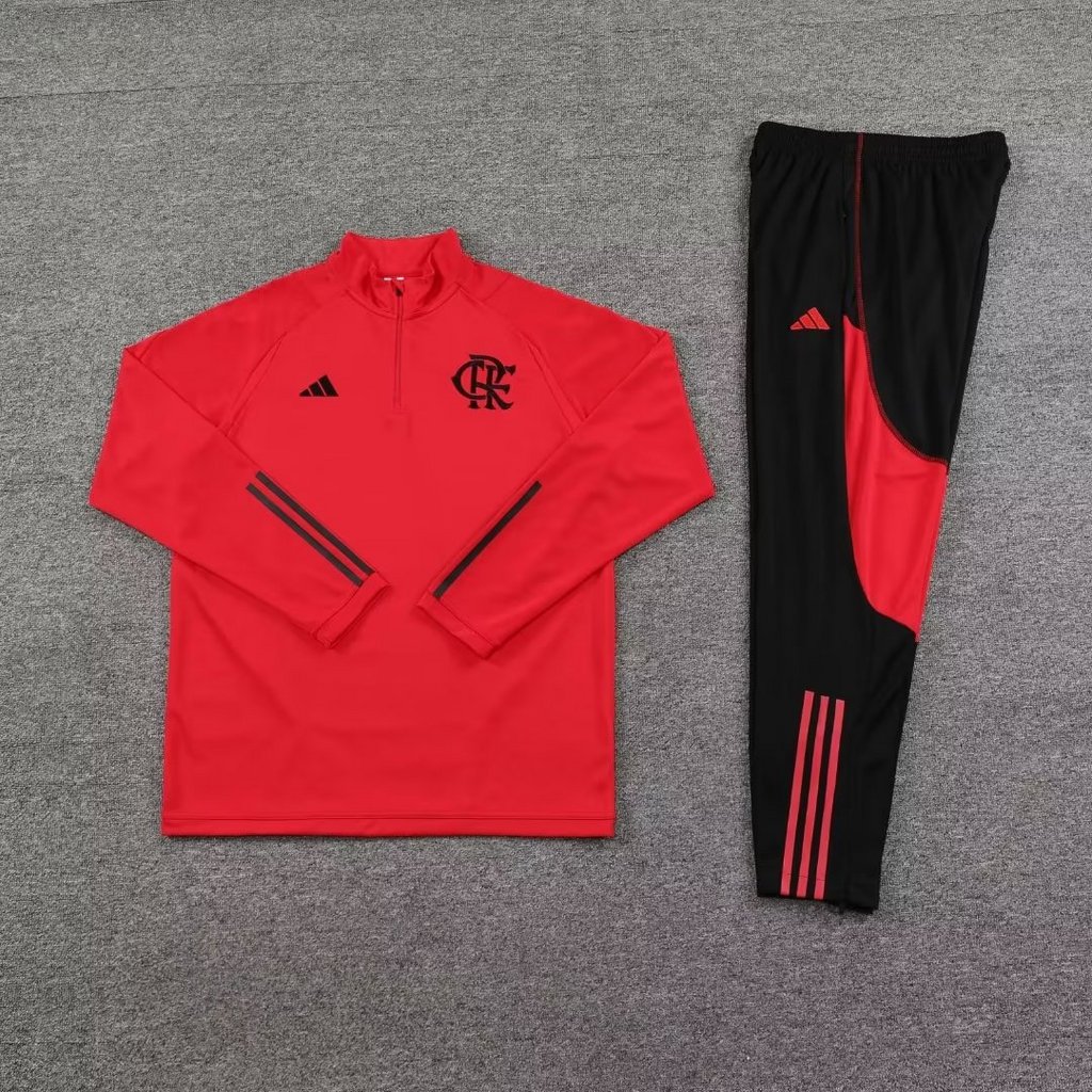 003-7 23-24 Flamengo red half zipper sweater tracksuit