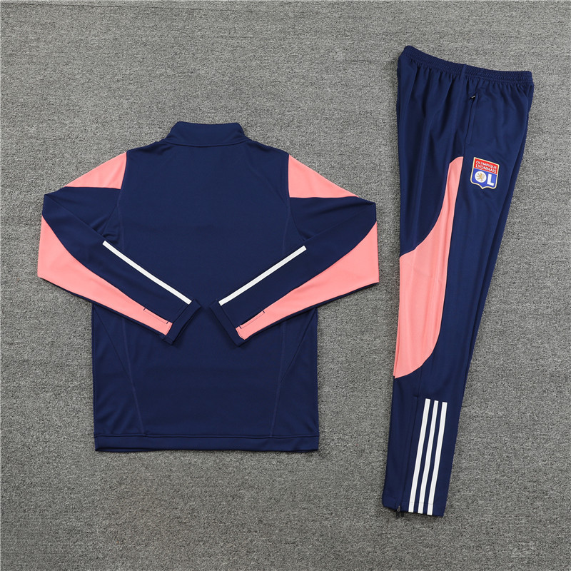 23-24 Lyon navy blue with pink half zipper sweater tracksuit