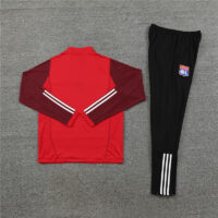 23-24 Lyon red with dark red arm half zipper sweater tracksuit