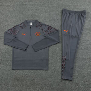 23-24 Man City dark gray half zipper sweater tracksuit - Image 3