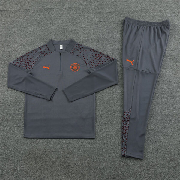 23-24 Man City dark gray half zipper sweater tracksuit - Image 3