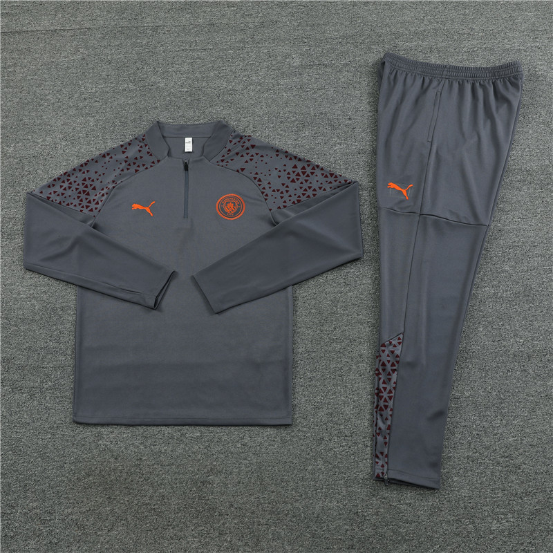 23-24 Man City dark gray half zipper sweater tracksuit