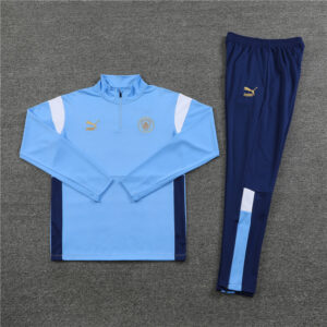 23-24 Man City light blue half zipper sweater tracksuit - Image 3