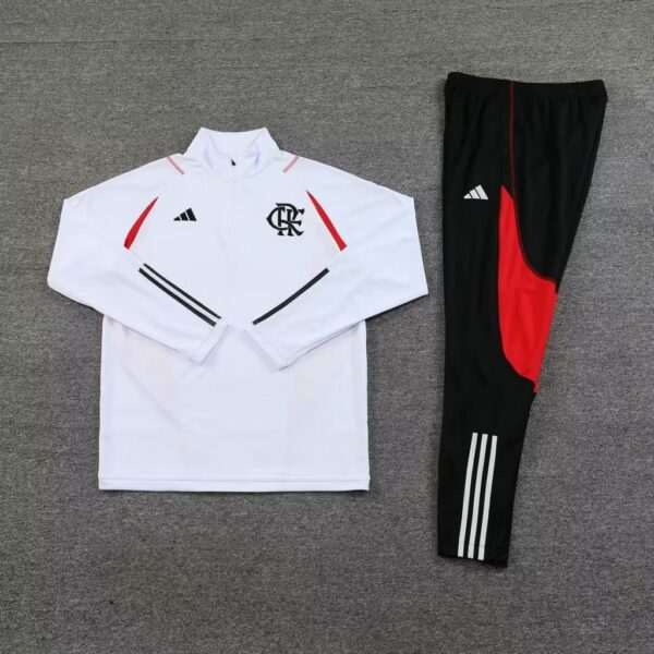 23-24 Flamengo white half zipper sweater tracksuit - Image 3