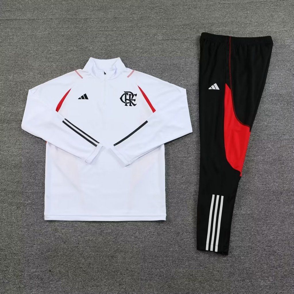 003-8 23-24 Flamengo white half zipper sweater tracksuit