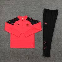 003-81 23-24 Man City orange with black pants half zipper sweater tracksuit