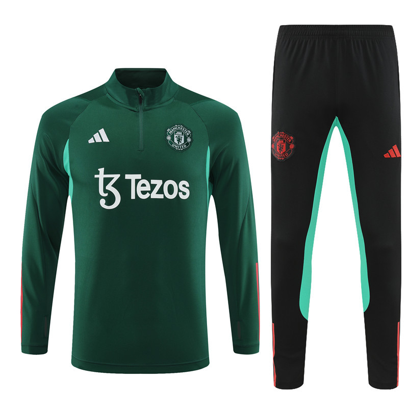 003-84 23-24 Manud dark green half zipper training tracksuit