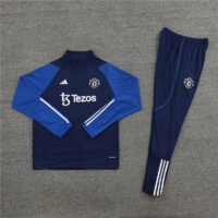 003-86 23-24 Manud navy blue with blue half zipper training tracksuit