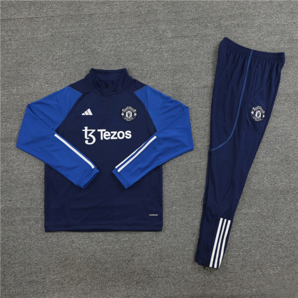 23-24 Manud navy blue with blue half zipper training tracksuit - Image 3