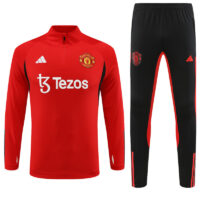 003-88 23-24 Manud red with black half zipper training tracksuit