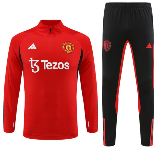 23-24 Manud red with black half zipper training tracksuit - Image 3