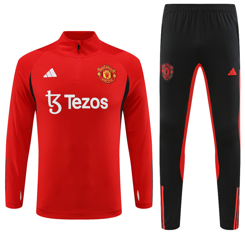 003-88 23-24 Manud red with black half zipper training tracksuit