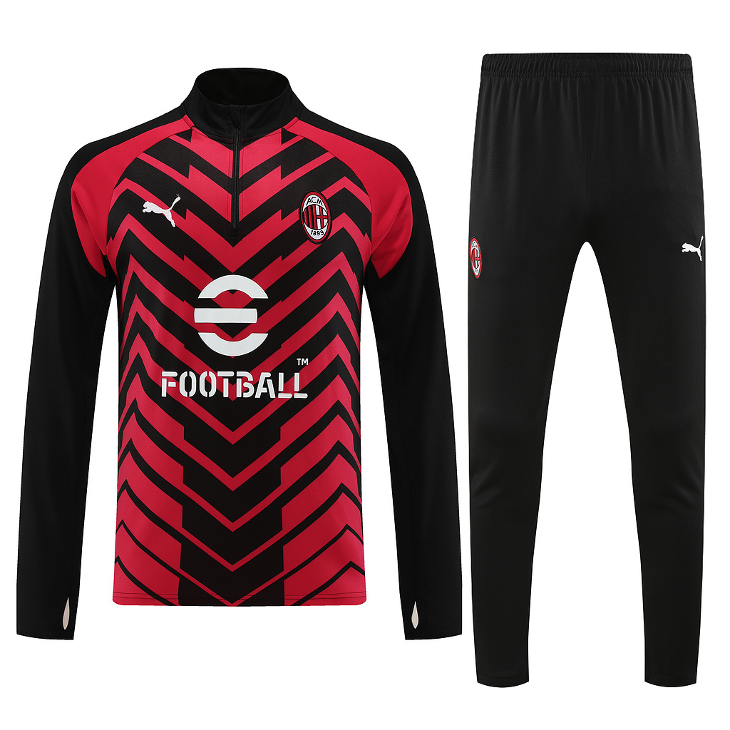 003-9 23-24 AC black with red half zipper training tracksuit