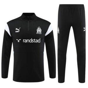23-24 Marseille black with white and blue half zipper sweater tracksuit - Image 3