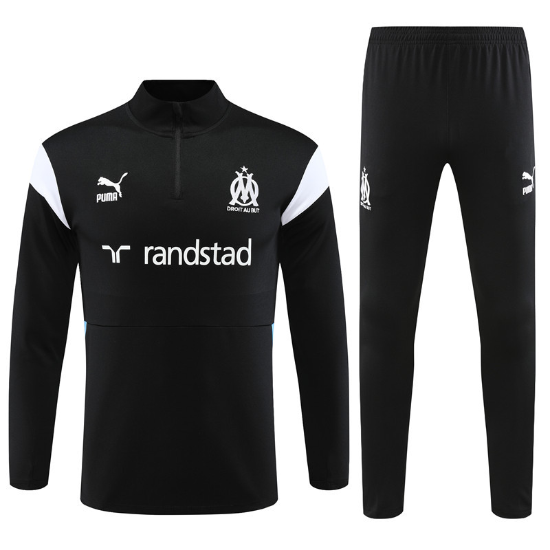 003-92 23-24 Marseille black with white and blue half zipper sweater tracksuit