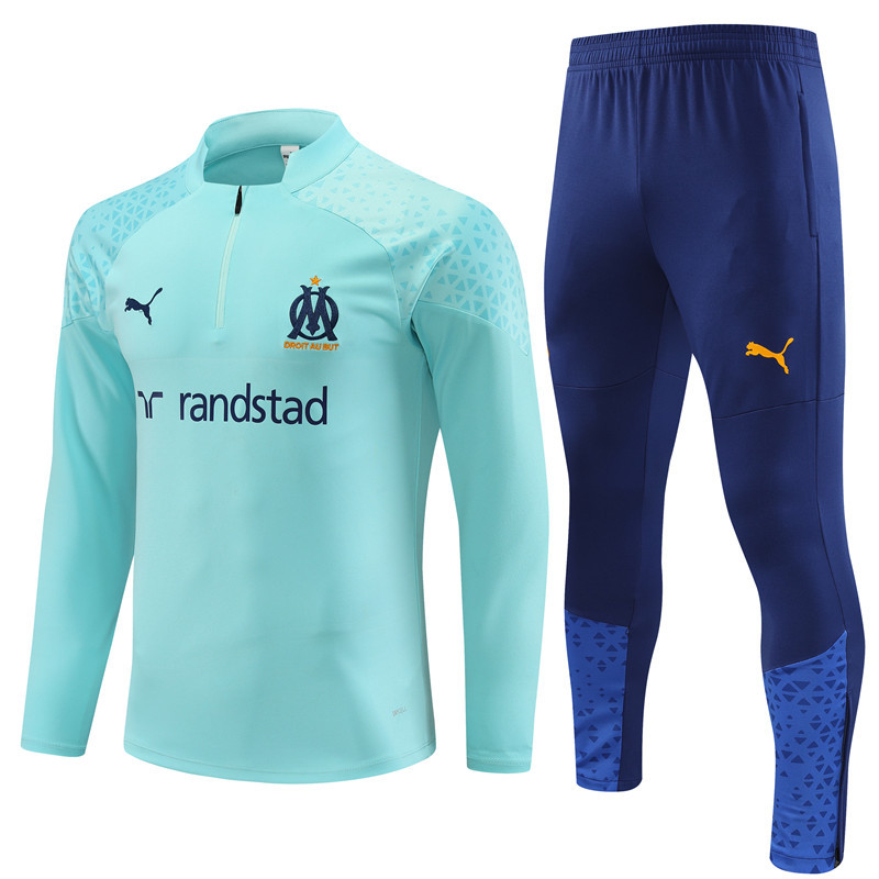 003-93 23-24 Marseille light blue half zipper sweater tracksuit