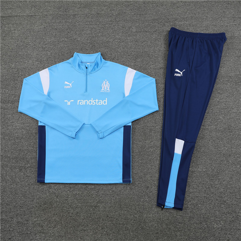 003-94 23-24 Marseille light blue with navy blue half zipper sweater tracksuit