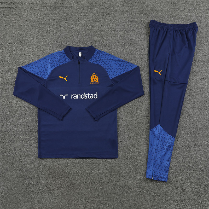003-96 23-24 Marseille navy blue half zipper sweater tracksuit
