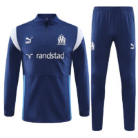 23-24 Marseille navy blue with white and blue half zipper sweater tracksuit