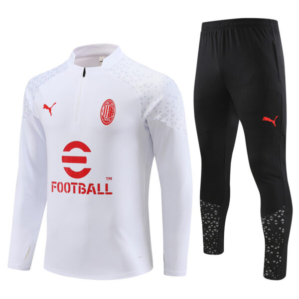 23-24 AC white with black pants half zipper sweater tracksuit - Image 4